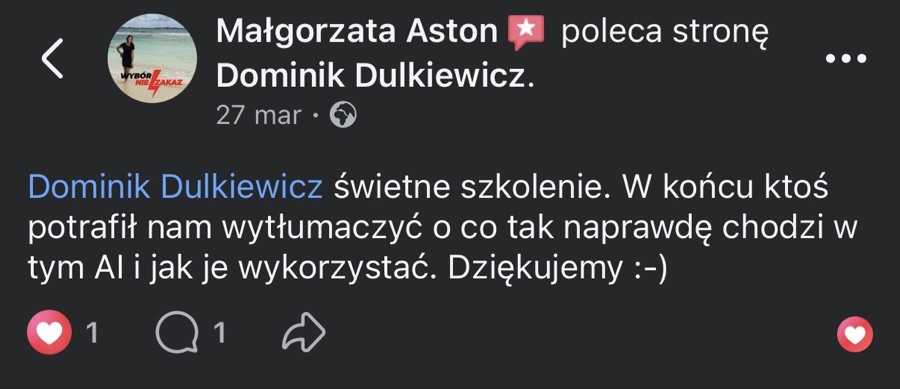 Opinia z Facebooka