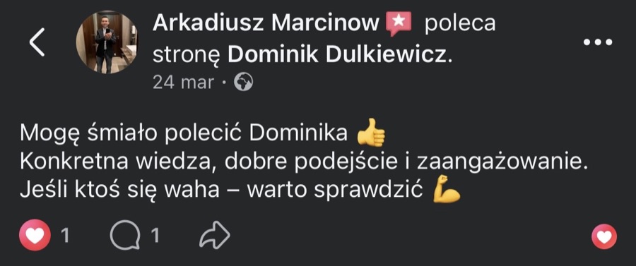Opinia z Facebooka