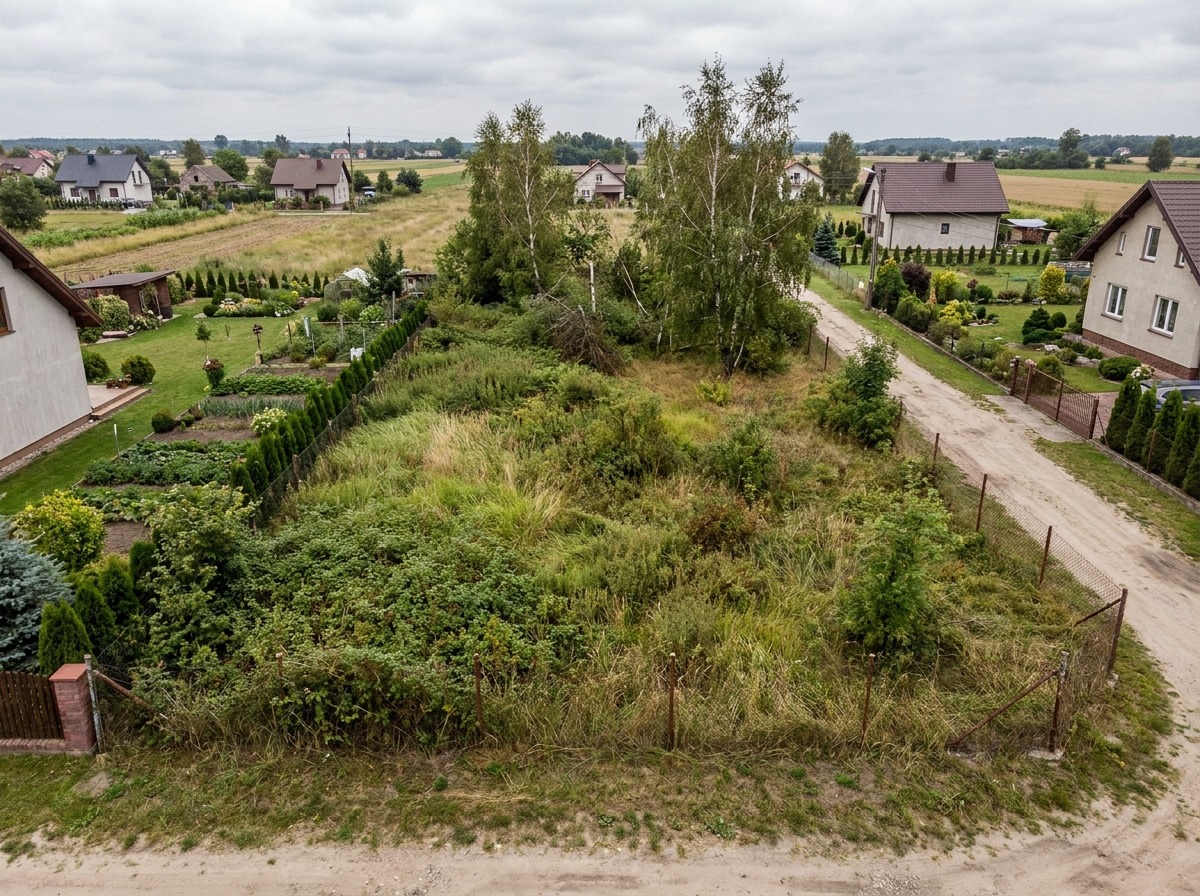Przed — działka zarośnięta